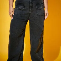 SASSAFRAS Curve Women Black Mid-Rise Comfort Straight Fit Stretchable Jeans-picture-47