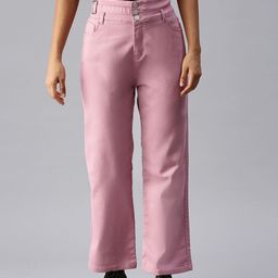 SHOWOFF Women Pink Relaxed Fit High-Rise Stretchable Jeans-image-95