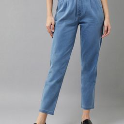BAESD Women Clean Look Tapered Fit High-Rise Stretchable Jeans-image-42