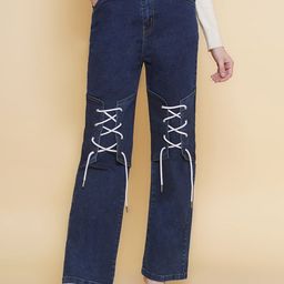 VESTIDO MODAS Women Straight Fit High-Rise Tie-Ups Cotton Stretchable Jeans-image-53