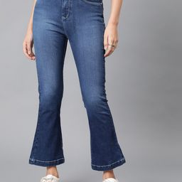 Code 61 Women Flared High-Rise Dark Shade Heavy Fade Clean Look Stretchable Jeans-image-50