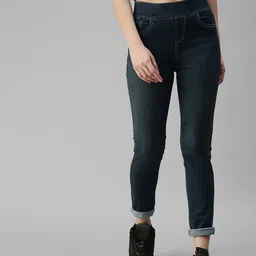 SHOWOFF Women Blue Skinny Fit High-Rise Stretchable Jeans-picture-5