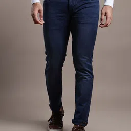 Turtle Men Narrow Tapered Fit Light Fade Stretchable Clean Look Jeans-image-43