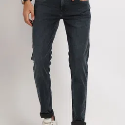 Turtle Men Narrow Tapered Fit Light Fade Stretchable Jeans-image-83