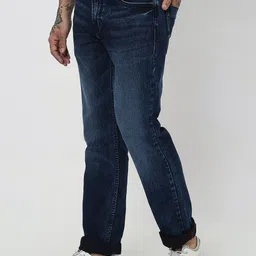 Mufti Men Cuffed Hem Light Fade Stretchable Jeans-picture-6