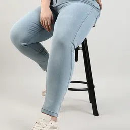 Instafab Plus Women Comfort Slash Knee Light Fade Stretchable Jeans-image-1
