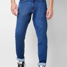 GIORDANO Men Slim Fit Low Distress Light Fade Stretchable Jeans-image-22