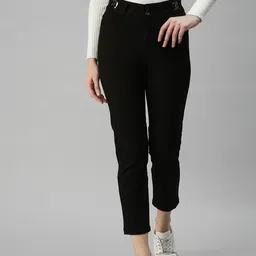 SHOWOFF Women Black Mom Fit High-Rise Highly Distressed Stretchable Cropped Jeans-image-23