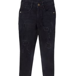 Cub McPaws Boys Black Slim Fit Highly Distressed Stretchable Jeans-image-66