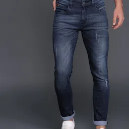 WROGN Men Blue Slim Fit Mid-Rise Mildly Distressed Stretchable Jeans-image-78