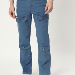 AngelFab Men Jean Straight Fit Clean Look Cargo Cotton Jeans-image-25