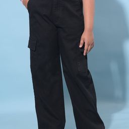 Crimsoune Club Girls Wide Leg Stretchable Cargo Jeans-image-56
