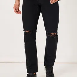 Styli Men Solid Slim Fit Jeans with Distress Detail-image-10