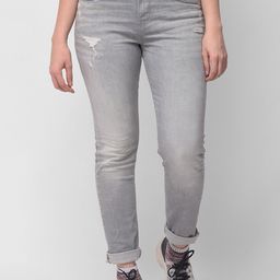 Woodland Women Grey Slim Fit Slash Knee Heavy Fade Stretchable Cotton Jeans-image-34
