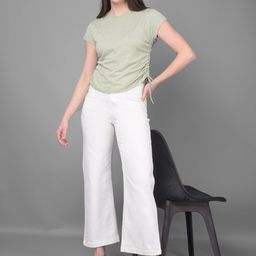 Crimsoune Club Women Wide Leg Slash Knee Light Fade Stretchable Jeans-image-53