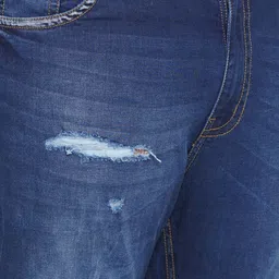 John Pride Plus Size Men Mildly Distressed Stretchable Light Fade Jeans image 4