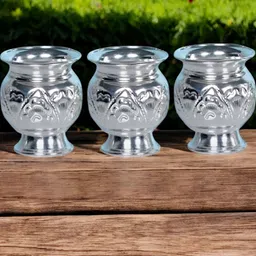 Sigaram 3-Pcs Metallic-Toned German Silver Kum Kum Cup-image-51
