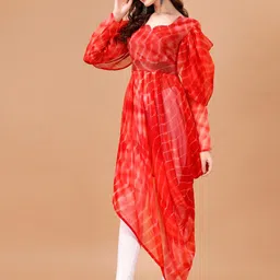 PMD Fashion Dyed Flared Sleeves Mirror Work Pastels Georgette Kaftan Kurta image 3