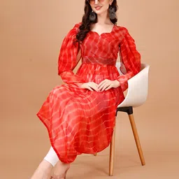 PMD Fashion Dyed Flared Sleeves Mirror Work Pastels Georgette Kaftan Kurta image 5