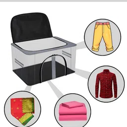 Kuber Industries Grey & Transparent Cloth Organisers With Handle image 4