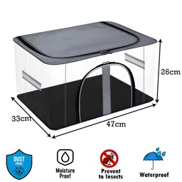 Kuber Industries Grey & Transparent Cloth Organisers With Handle image 3