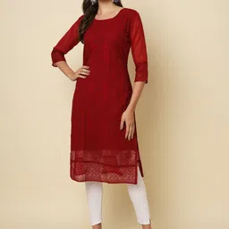 VAIRAGEE Ethnic Motifs Embroidered Chikankari  Straight Georgette Kurta-picture-18