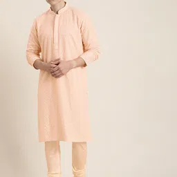 SHRESTHA BY VASTRAMAY Men Ethnic Motifs Thread Work Georgette Kurta-picture-19
