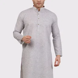 Maharaja Band Collar Linen Cotton Kurta-image-59