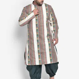 KISAH PLUS Men Plus Size Multicolored Printed Stripe Kurta-2