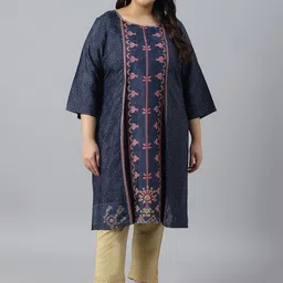 W Ethnic Motifs Embroidered Flared Sleeves Thread Work Kurta-picture-11