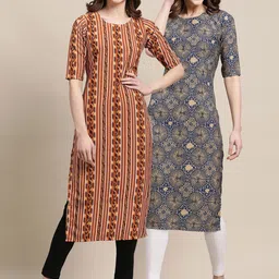 KALINI Women Pack of 2 Floral Printed Summer Sheers Crepe Kurta-image-83