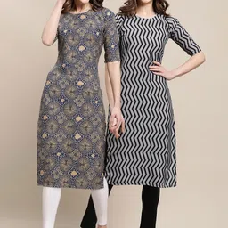 KALINI Women Pack Of 2 Printed Crepe Kurta-image-57