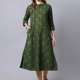 Pistaa Women Green Geometric Embroidered Thread Work Kurta-picture-14