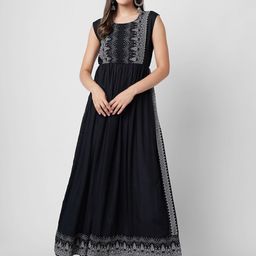 KALINI Ethnic Motifs Printed Pleated A-line Kurta-image-63