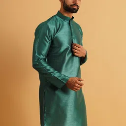 Lightpole Mandarin Collar Long Sleeves Banarasi Silk Straight Kurta-image-26