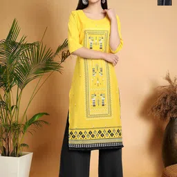 7Threads Selection Of 2 Geometric Printed Round Neck Straight Kurtas-picture-0