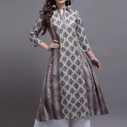 KALINI Printed A-Line Cotton Kurta-36