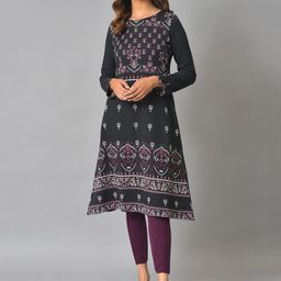 W Round Neck Floral Printed A-Line Kurta-image-47