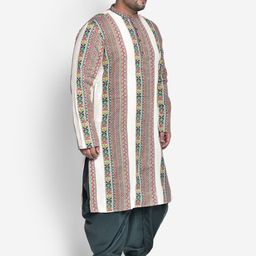 KISAH PLUS Men Plus Size Multicolored Printed Stripe Kurta image 3