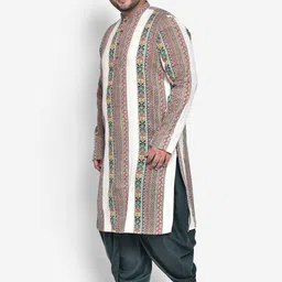 KISAH PLUS Men Plus Size Multicolored Printed Stripe Kurta image 5