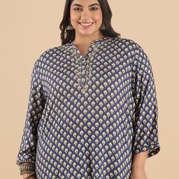Big Hello - The Plus Life Floral Printed V-Neck Kurti-image-81