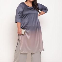 Amydus Plus Size Blue Grey Kurta-image-20
