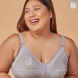 Maashie Pack of 2 M Frame Full Coverage Non Padded Non Wired Lace Bra-11