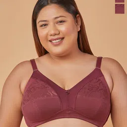Maashie Pack of 2 M Frame Full Coverage Non Padded Non Wired Lace Bra-image-34