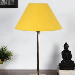 Devansh Yellow Metal Table Lamp With Cotton Shade-35