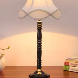 Aura Off White Wood Traditional Abstract Shaped Table Lamp-17