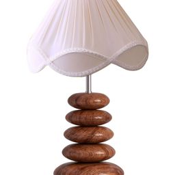 Aura Off White Textured Wood Frusturical Shaped Table Lamp-12