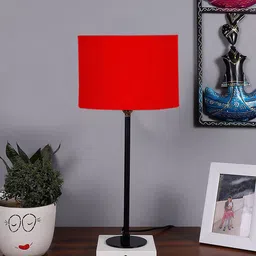 Devansh Red Wood & Cotton Table Lamp-19