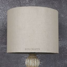 BTR CRAFTS Khaki Cotton Traditional Spherical Table Lamp-36