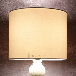 BTR CRAFTS White Cotton Traditional Cylinder Table Lamp-12